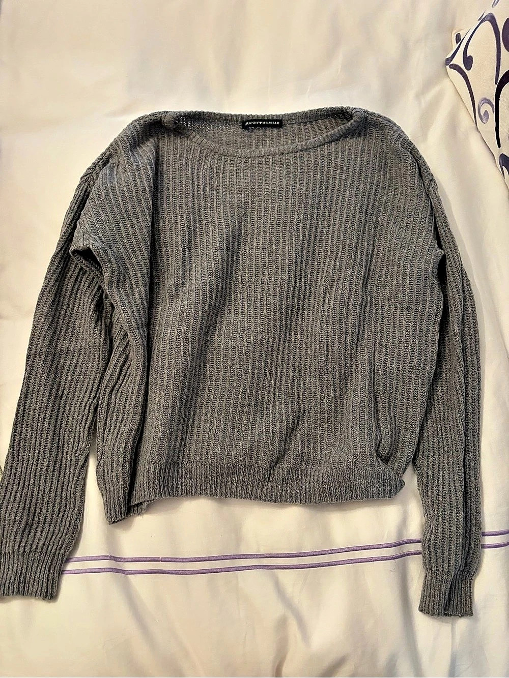 Brandy Melville Gray Ribbed Knit Sweater